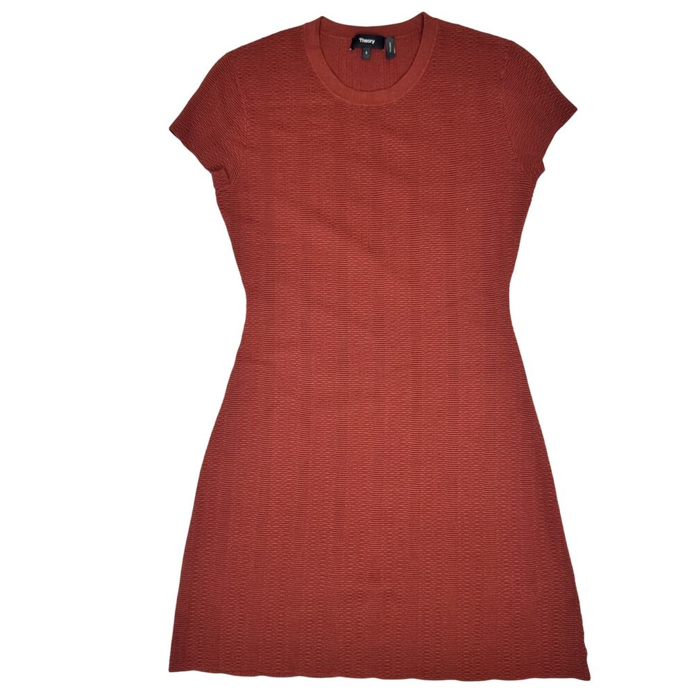 Theory Branteen Mini Sheath Dress Brown Rust Women’s Small Naturecore Neutral - Picture 2 of 14